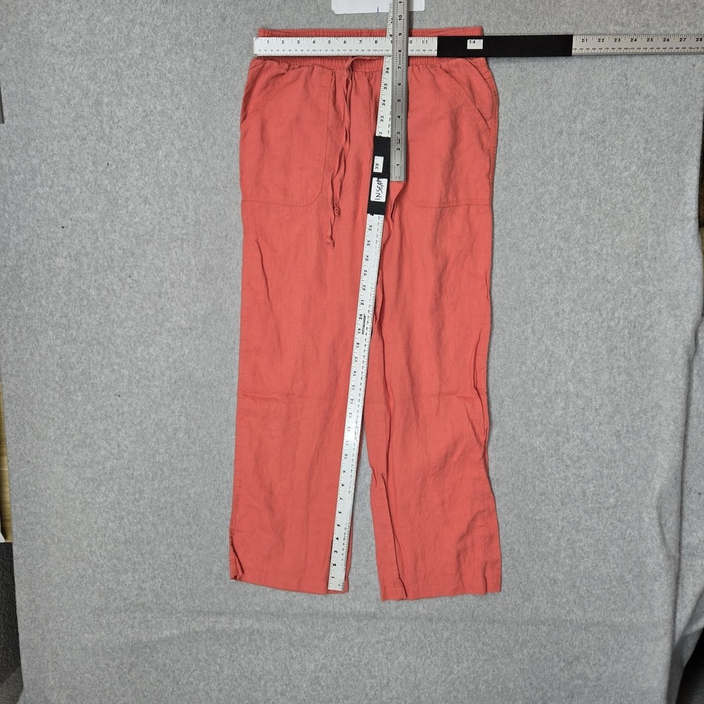 Allen Allen Women Pants S Coral Linen Coastal Beach LL10620-NR 30" Inseam